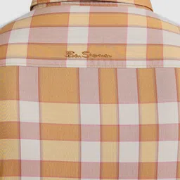 BEN SHERMAN Checked Spread Collar Classic Cotton Casual Shirt image 2