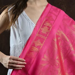 Exotic India Ethnic Motifs Woven Design Om Namo Venkatesaya Namaha Mantra Shawl image 2