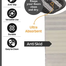 Kuber Industries Grey & White Striped Anti-Skid Doormats image 4