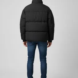 Mast & Harbour Men Faux Fur Trim Long Sleeve Leather Jacket image 2