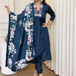Ekta Textiles Women Floral Embroidered Regular Kurta with Pyjamas & With Dupatta-picture-41