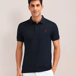 U.S. Polo Assn. Men Solid Polo Collar Cotton Slim Fit T-shirt image 2