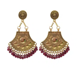 Weariton Maroon & Gold-Plated Crescent Chandbalis-picture-19