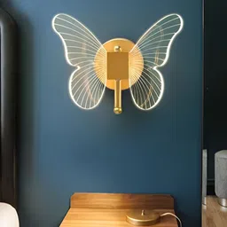 GAUVIK Gold-Toned Textured Acrylic Contemporary Led Butterfly Shaped Wall Lamp image 2