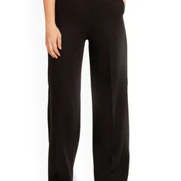D'Almirah Women Solid Comfort Flared High-Rise Wrinkle Free Trousers-image-9