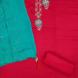 Panzora Floral Embroidered Sequinned Cotton Unstitched Dress Material image 4