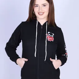 The Roadster Lifestyle Co Women Graphic Printed Long Sleeves Hooded Sweatshirt-picture-25