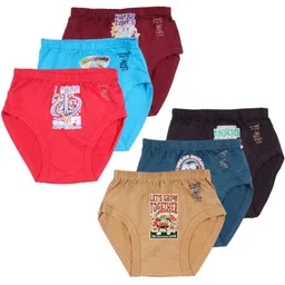 Kids Basket Girls Pack Of 6 Typography Printed Cotton Mid-Rise Basic Briefs-picture-41
