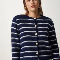 Happiness istanbul Women Striped Cardigan image 4