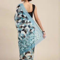 KALINI Women Linen Digital Printed Saree With Blouse Piece image 5