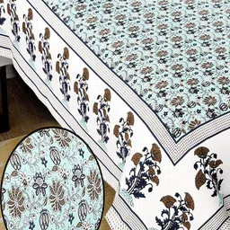 JEEVAT Green & White Graphic 210 TC King Bedsheet with 2 Pillow Covers image 5