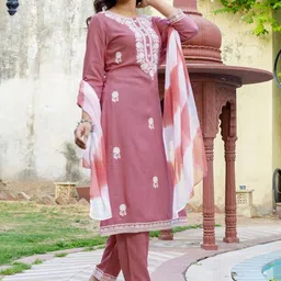 HB VENTURE Women Ethnic Motifs Embroidered Regular Thread Work Kurta with Trousers & With Dupatta-picture-26