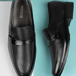 Mochi Men Textured Leather Formal Slip On Shoes-picture-10