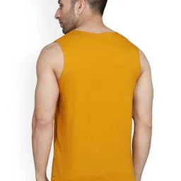 SLOWLORIS Pack Of 2 Printed Gym Vests VSL26 CMB(CHS MUSTARD)(JUST BLACK) image 5