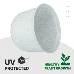 Kuber Industries 6Pcs White & Blue Textured Planters With Plate image 4