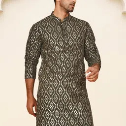 Jompers Men Traditional Mirror Embroidered Kurta image 5