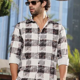 Campus Sutra Comfort Abstract Printed Spread Collar Casual Shirt-image-80