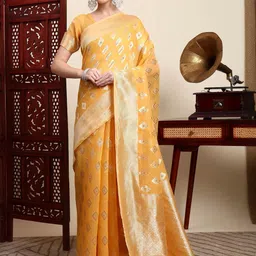 SHRI MAHAVEER RAJASTHANI SAREE Woven Design Zari Banarasi Saree-image-20