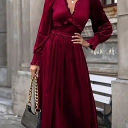 StyleCast Ruffles Cuffed Sleeves Fit & Flare Dress image 4