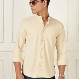 Thomas Scott Men Premium Slim Fit Solid Mandarin Collar Casual Shirt-picture-13