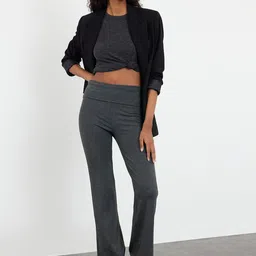 Trendyol Women Self Design Parallel Trousers image 4