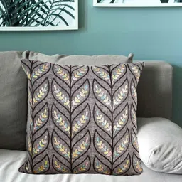 Vinayaka Fab Grey & Black Embroidered Square Cotton Cushion Covers-image-33