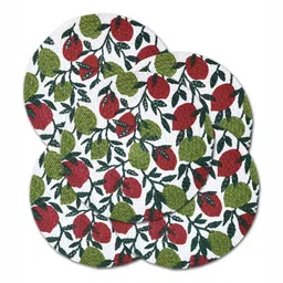 ANA 5 Pcs Green & Maroon Printed Cotton Table Placemats image 1