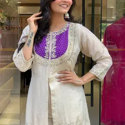 Moda Rapido Ethnic Motifs Embroidered Gotta Patti Kurta With Palazzos image 4