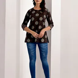 ARAVALII Printed Above-Knee Length Kurti-image-17