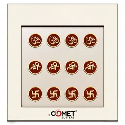 Comet Busters Indira Round Spiritual OM Swastika Shree Handcrafted Bindi - Maroon & Gold-picture-26
