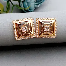 MEIRA JEWELLERY Gold-Plated Artificial Stones Studded Square Studs-picture-25