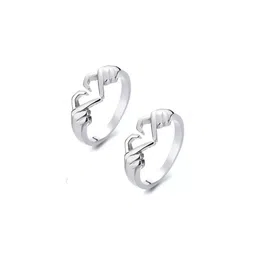 J.S ENTERPRISES Unisex Set Of 2 Silver-Tone Stainless Steel Hand Heart Finger Ring-picture-23