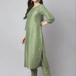 YAMUNE Women Ethnic Motifs Embroidered Regular Thread Work Kurta with Trousers & With Dupatta image 2