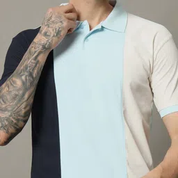 SZN Men Striped Polo Collar Moisture Wicking Pockets T-shirt image 4
