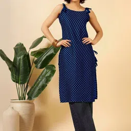 LIPS CROWN Women Polka Dots Printed Daily Straight Kurta-image-79