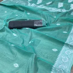 PRISHA FASHION Woven Design Zari Poly Georgette Handloom Banarasi Saree image 2