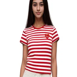 Yaakkai Girls Striped Round Neck Cotton T-shirt-picture-34