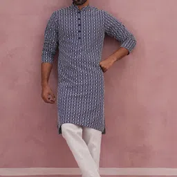 Jompers Men Ethnic Motifs Embroidered Regular Thread Work Pure Cotton Kurta with Pyjamas image 3