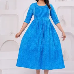 UrbanRang Women Round Neck Ethnic Motifs Print Round Neck Maternity Gown-picture-32