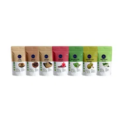 VEDICINE Set Of 7 Amla Reetha Shikakai Hibiscus Bhringraj Heena & Neem Leaf Powder - 70 g image 1