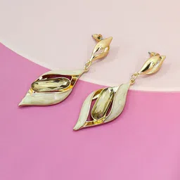 FIMBUL Gold-Plated Stainless Steel Rhinestone Studded Twisted Drop Earrings image 2