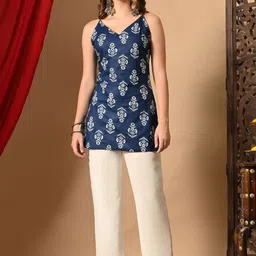 Anzi Ethnic Motifs Printed V-Neck Pure Cotton Kurti-picture-32