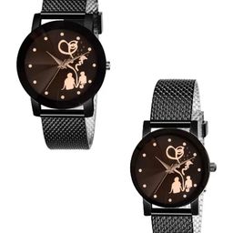 Miss Perfect Unisex Set Of 2 Printed Dial & Bracelet Style Straps Analogue Watch PL475-picture-34