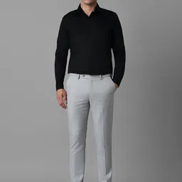 Louis Philippe Men Checked Slim Fit Trousers image 4