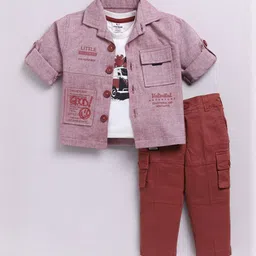 LITTLE COLLARS Boys Printed Pure Cotton Shirt with Trousers-picture-12