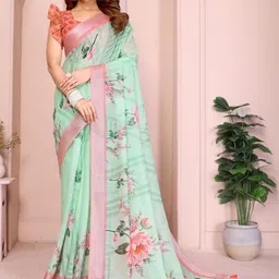 Suraj pari singh Floral Pure Linen Saree-picture-47