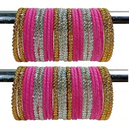 AMSHA Set Of 48 Embellished Glass Bangles-image-43