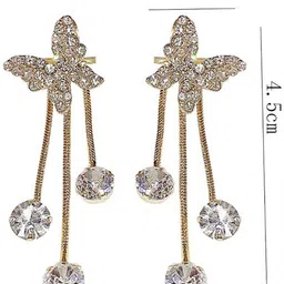 Celestria KoreanArtificial Stones Studded Contemporary Shaped Drop Earrings image 4