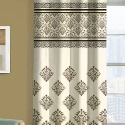 Steve & Anderson Ozzon White & Brown 2 Pcs Ethnic Motifs Black Out Door Curtains (7 Feet) image 4