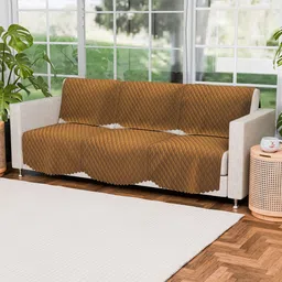 Kuber Industries Brown 6 Pieces 3 Seater Self Design Velvet Sofa Covers image 3